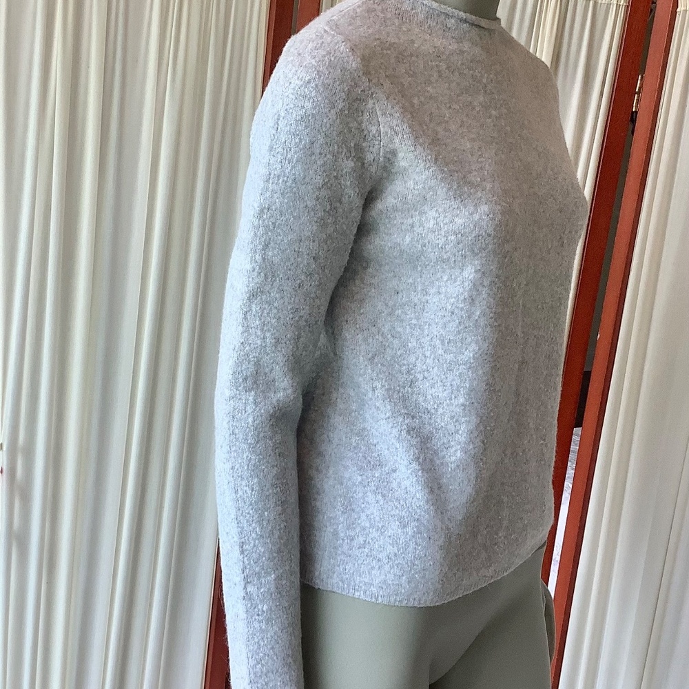 MNG Womens Gray Sweater Acrylic Wool Rolled Edge Neckline Size S - Picture 4 of 8